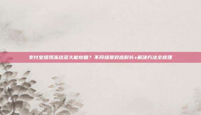 支付宝提现冻结多久能恢复？不同场景对应时长+解决方法全梳理