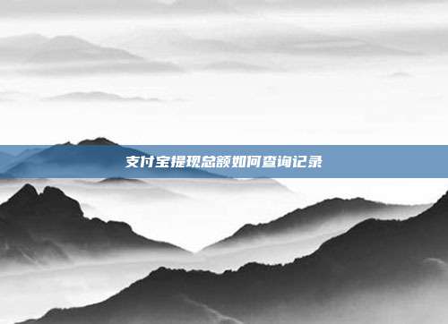 支付宝提现总额如何查询记录