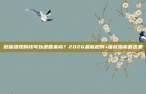 微信提现的钱可以退回来吗？2026最新规则+维权指南看这里