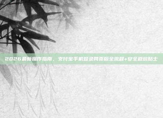 2026最新操作指南,支付宝手机登录网页版全流程+安全避坑贴士