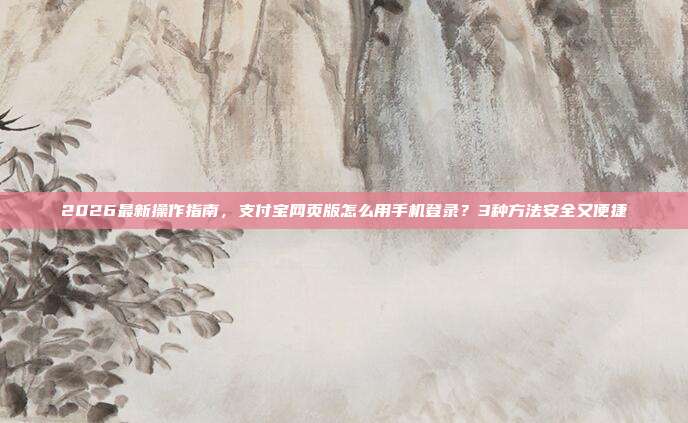2026最新操作指南,支付宝网页版怎么用手机登录?3种方法安全又便捷
