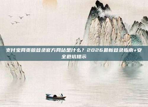 支付宝网页版登录官方网站是什么?2026最新登录指南+安全避坑提示