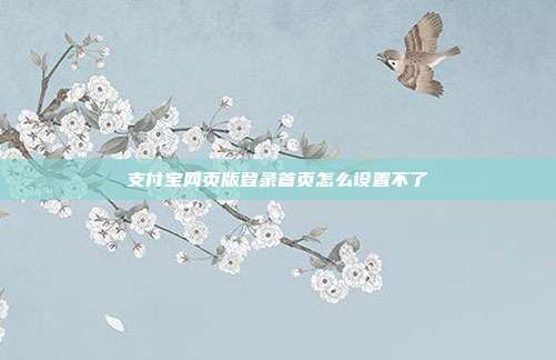 支付宝网页版登录首页怎么设置不了