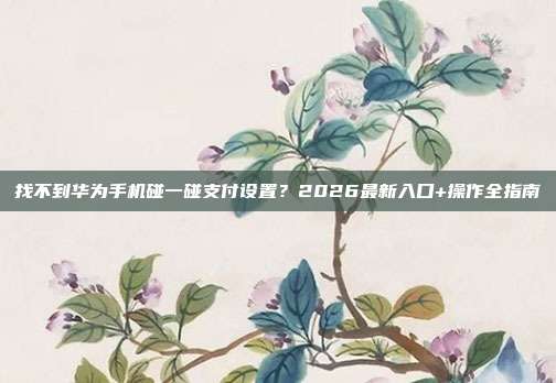 找不到华为手机碰一碰支付设置？2026最新入口+操作全指南
