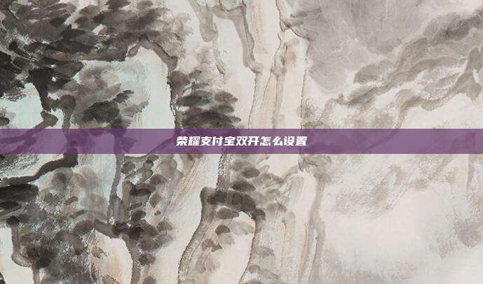 荣耀支付宝双开怎么设置