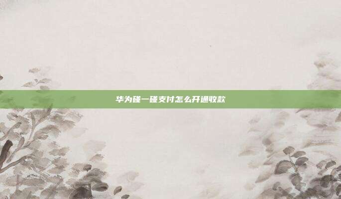 华为碰一碰支付怎么开通收款