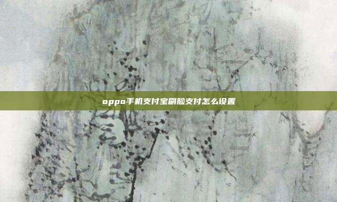 oppo手机支付宝刷脸支付怎么设置