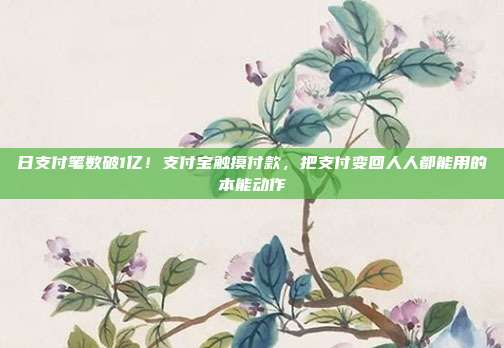 日支付笔数破1亿!支付宝触摸付款,把支付变回人人都能用的本能动作
