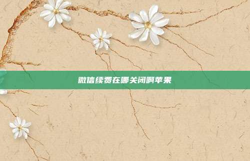 微信续费在哪关闭啊苹果