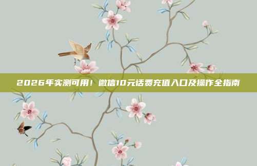 2026年实测可用!微信10元话费充值入口及操作全指南