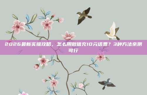 2026最新实操攻略,怎么用微信充10元话费?3种方法亲测可行