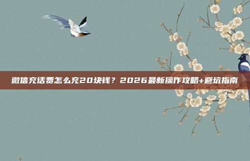 微信充话费怎么充20块钱?2026最新操作攻略+避坑指南