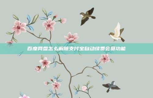 百度网盘怎么解除支付宝自动续费会员功能