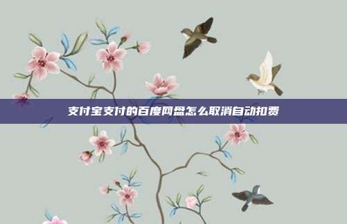 支付宝支付的百度网盘怎么取消自动扣费