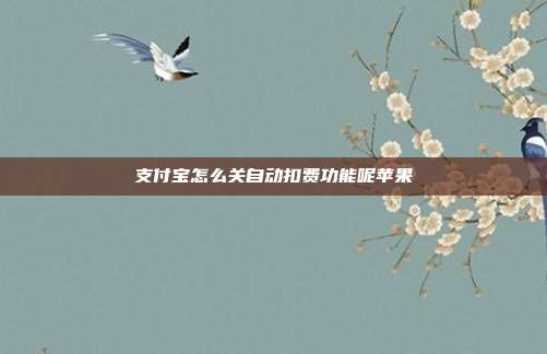 支付宝怎么关自动扣费功能呢苹果