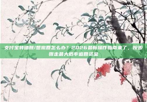 支付宝转错账/想撤回怎么办?2026最新操作指南来了,按步骤走最大概率追回资金