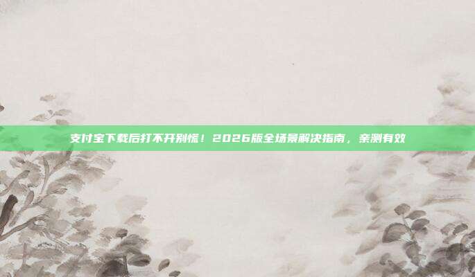 支付宝下载后打不开别慌！2026版全场景解决指南，亲测有效