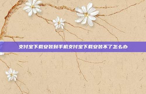 支付宝下载安装到手机支付宝下载安装不了怎么办