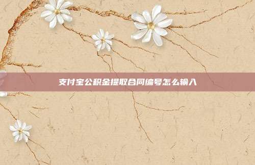 支付宝公积金提取合同编号怎么输入