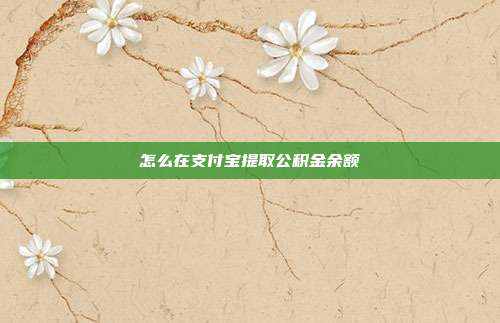 怎么在支付宝提取公积金余额
