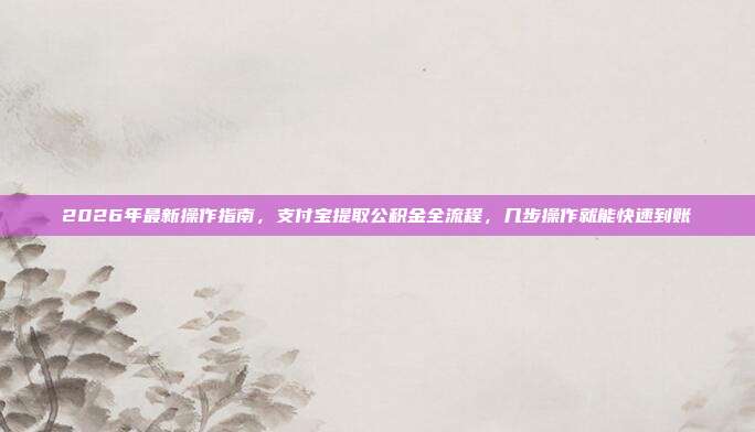 2026年最新操作指南，支付宝提取公积金全流程，几步操作就能快速到账