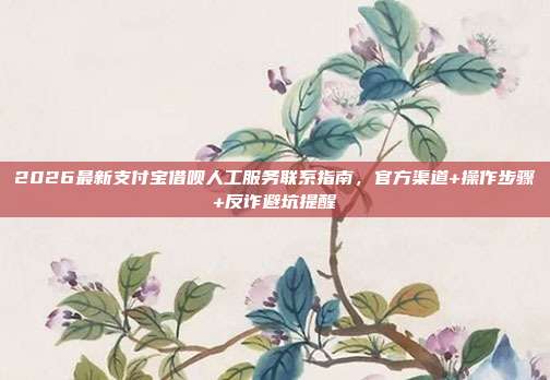 2026最新支付宝借呗人工服务联系指南，官方渠道+操作步骤+反诈避坑提醒