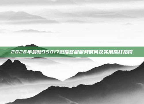 2026年最新95017微信客服服务时间及实用拨打指南