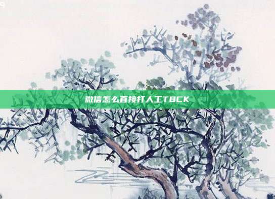 微信怎么直接打人工TBCK