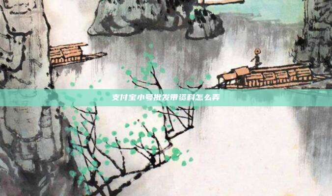 支付宝小号批发带资料怎么弄