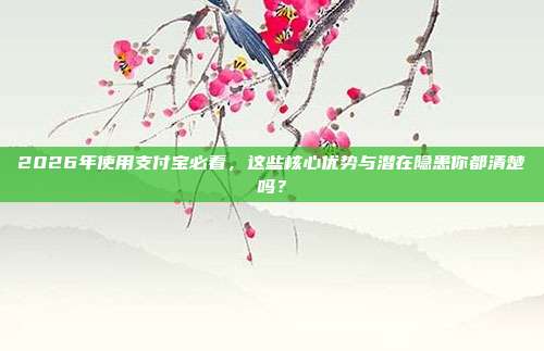 2026年使用支付宝必看，这些核心优势与潜在隐患你都清楚吗？
