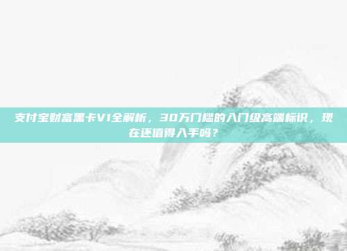 支付宝财富黑卡V1全解析，30万门槛的入门级高端标识，现在还值得入手吗？