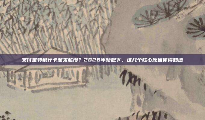支付宝转银行卡越来越慢？2026年新规下，这几个核心原因你得知道