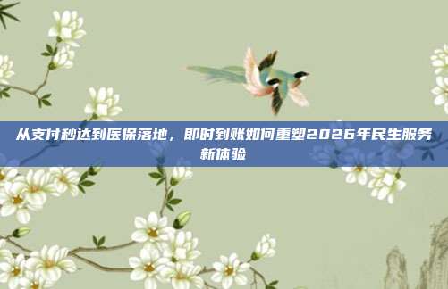 从支付秒达到医保落地，即时到账如何重塑2026年民生服务新体验