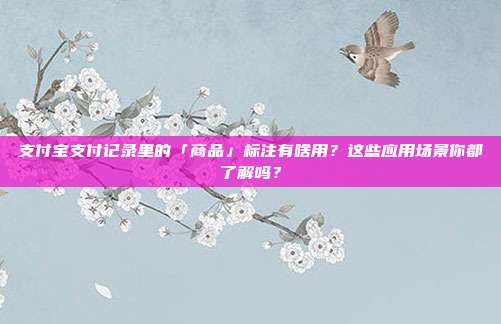 支付宝支付记录里的「商品」标注有啥用？这些应用场景你都了解吗？