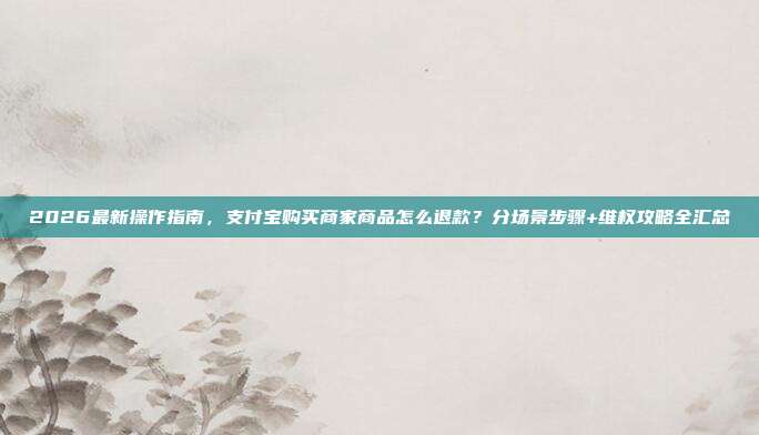 2026最新操作指南，支付宝购买商家商品怎么退款？分场景步骤+维权攻略全汇总